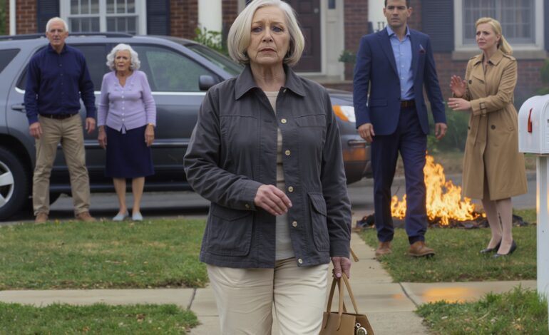 Jag vaknade efter en sex månaders koma. Min son sa: “Mamma, jag gav ditt hus till mina svärföräldrar. Vi trodde att du inte skulle klara det.” Hans fru tillade: “Du måste hitta någon annanstans att bo.” Jag gick tyst. Tre timmar senare, när de kom tillbaka, hade låsen bytts ut och alla deras tillhörigheter brann på gräsmattan framför huset…