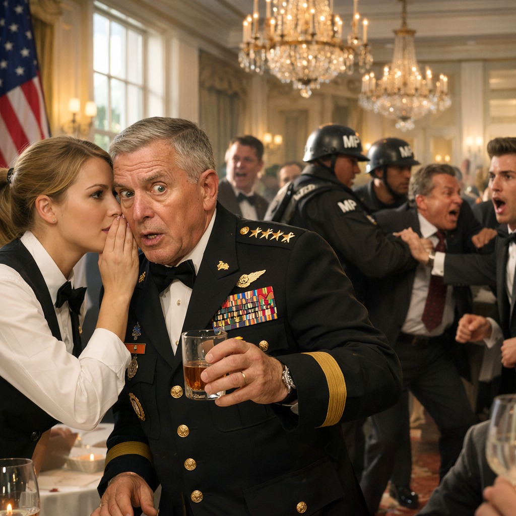 “Bara en servitris,” hånade min bror mig på ambassadgala. Men när en fyrastjärnig general höjde sitt glas, viskade jag på franska: “Drick inte det”… Hans ögon vidgades och han viskade mitt signalnamn: “Chiffer.” 5 minuter senare stormade militärpolisen rummet. Min brors käke föll när de satte hans chef i handfängsel.