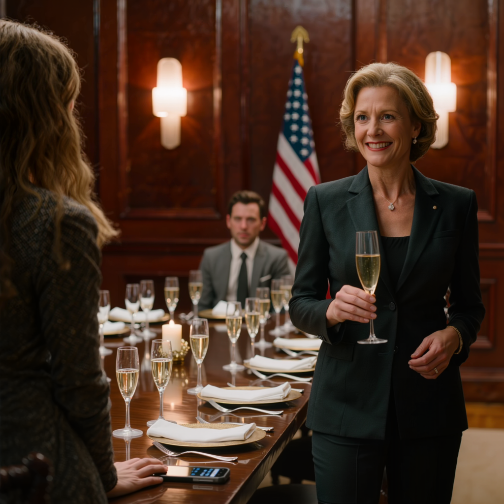 Min mamma höjde sitt glas mitt under en affärsmiddag och skrattade högt: ”Harvard och ni kan fortfarande inte få ett jobb!” – alla i rummet instämde, jag tittade bara tyst på min klocka… precis när sekreteraren rusade in, blek i ansiktet: ”Den globala affären har just avslutats… men det är ett problem med ägarstrukturen” – och min mammas leende frös till när jag långsamt reste mig upp…