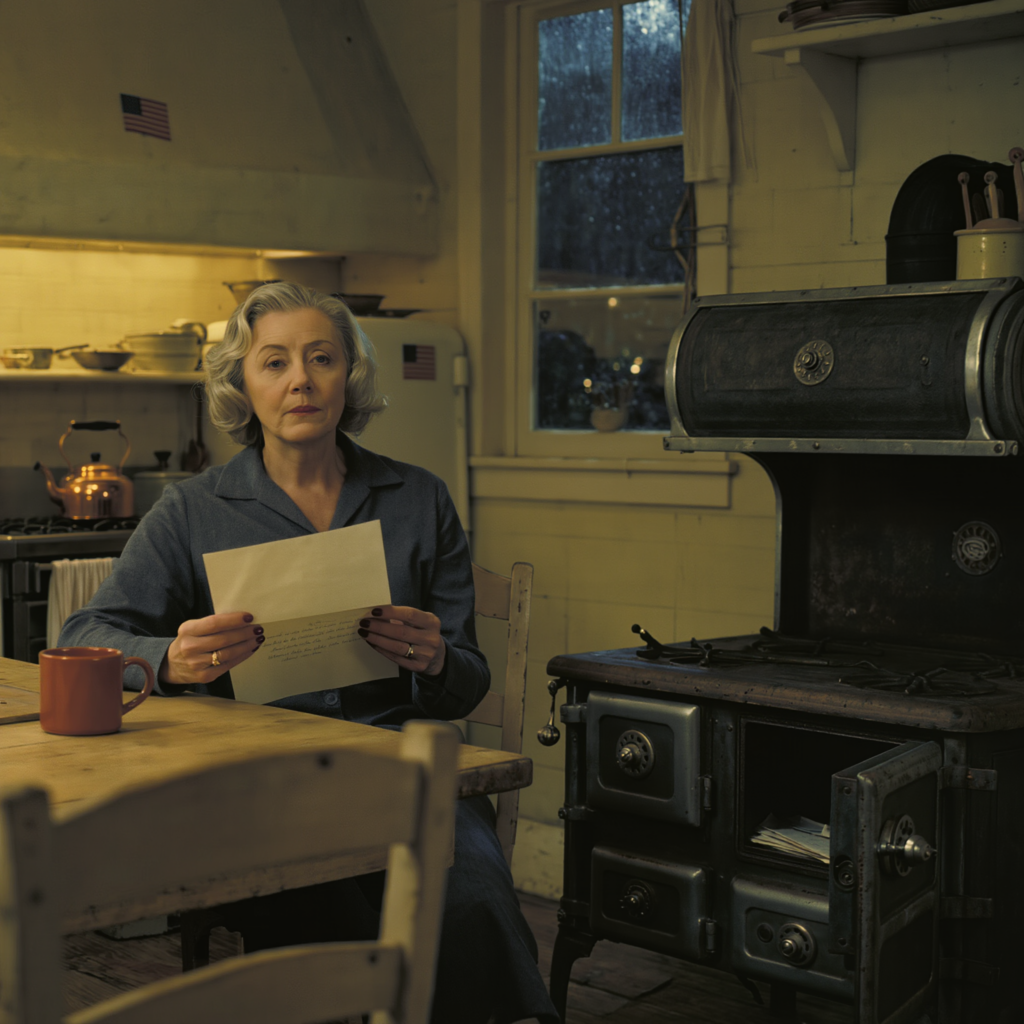 Jag förlorade 18 miljoner dollar och mina barnbarn i domstol—sedan hittade jag min makes säkerhet… Min son stämde mig och vann: han tog mitt 18-miljoners hus och säkrade rätten att hindra mig från att träffa mina barnbarn. “Du kommer aldrig att se dem igen,” sa han kallt. Jag sprang till min makes gamla ranch. Bakom spisen väntade ett säkerhetsskåp. Koden—mitt födelsedatum. Inuti verkade ett brev viska: “Det är dags för sanningen att komma fram.”