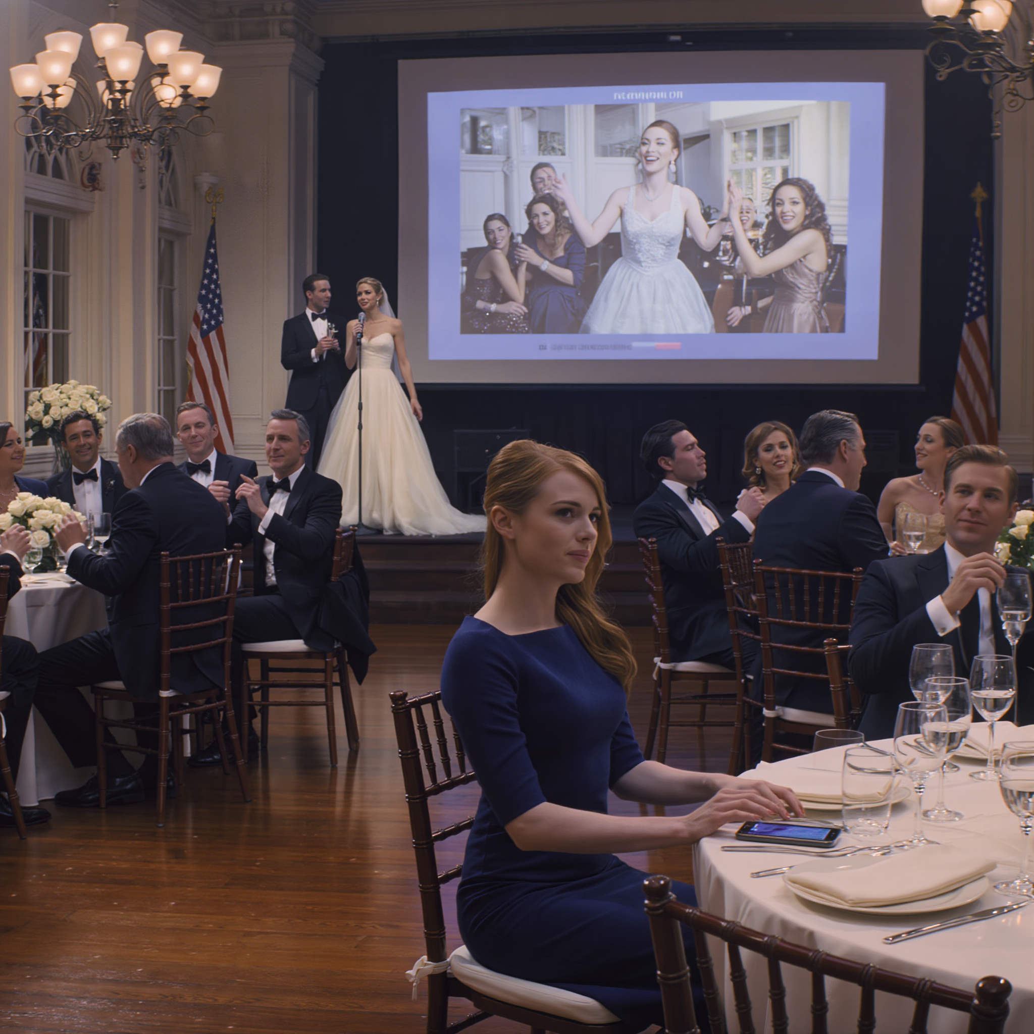 Min syster satte “Infertil. Skild. Misslyckad.” på en bröllopsskärm för 200 gäster att skratta åt—Sedan skickade jag ett ord från bakbordet, och hela rummet glömde vem de trodde att jag var