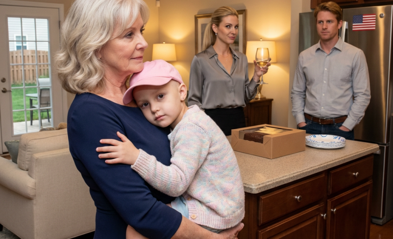 På ett familjefirande i Ohio blev jag iskall när jag såg min sexåriga dotterbarn gömma sig under en rosa keps efter vad de hade gjort med hennes hår. Min svärmor höjde sitt glas och skrattade att det bara var ett skämt. Jag sa ingenting. Jag lyfte upp barnet och gick därifrån medan min son skrek att jag överdrev. Men nästa morgon stod han på min veranda med skakig röst och bad mig att inte ta detta längre.