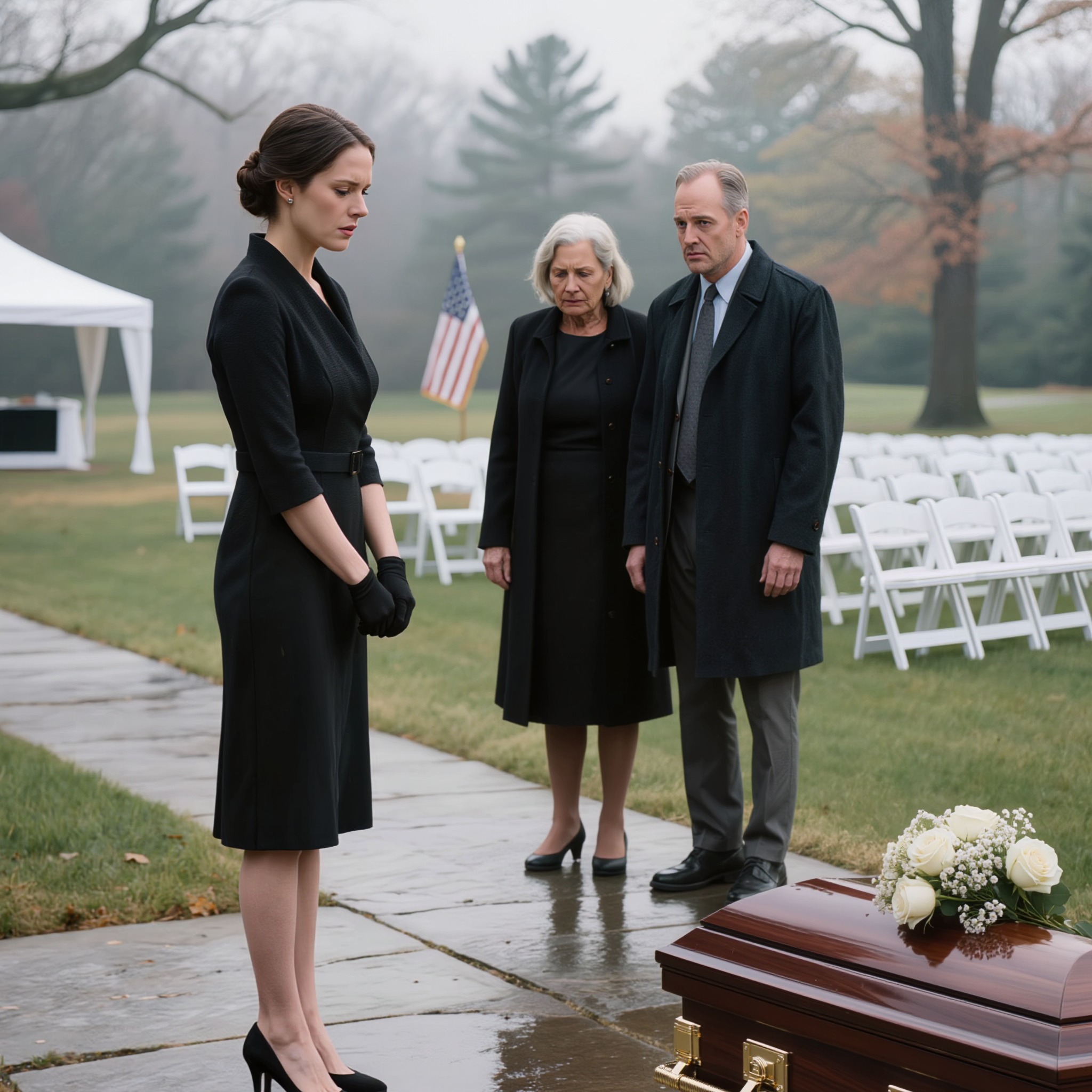 Mitt namn är Nina och jag är 32 år gammal. När de sänkte min man, Michael, i marken stod jag ensam, omgiven av främlingar med medlidande ögon. Ingen familjemedlem kom.