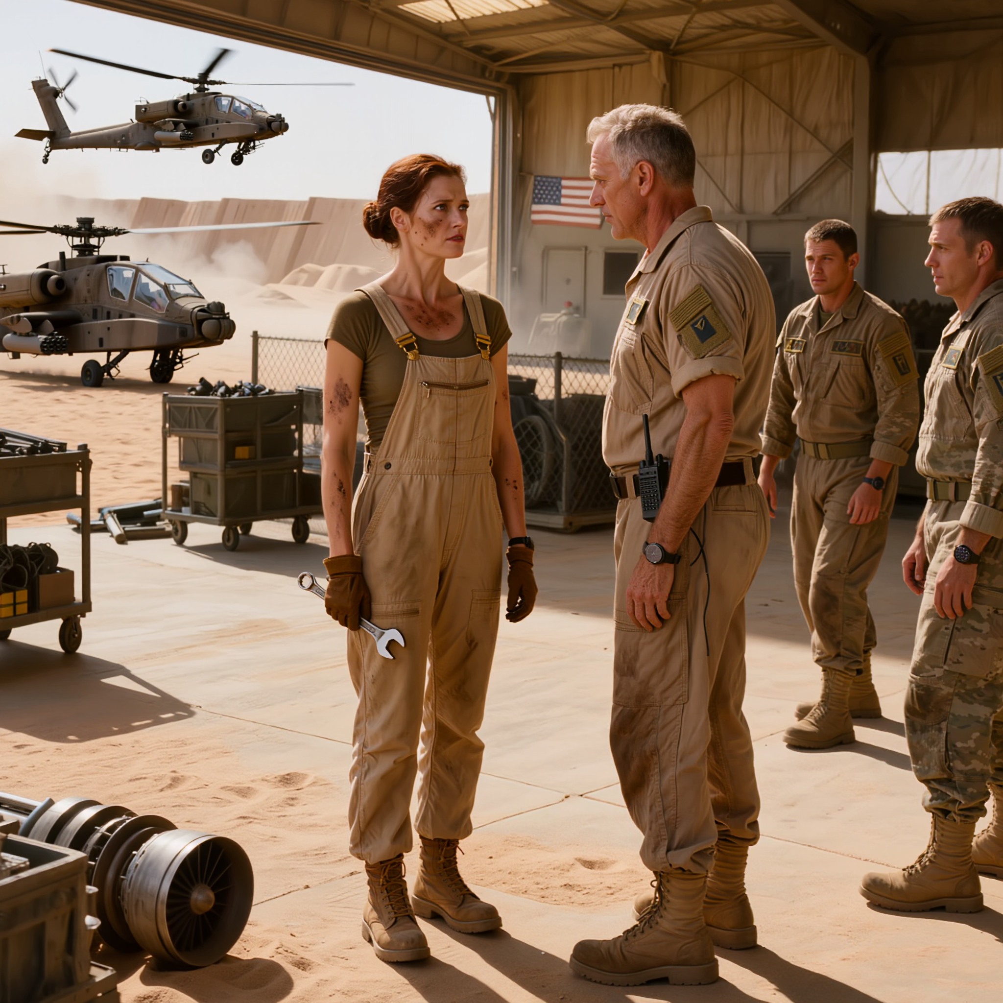 Na każdej częstotliwości radiowej głos podpułkownika trzeszczał: „Każdy pilot Apache na bazie, potrzebujemy wsparcia powietrznego teraz.”