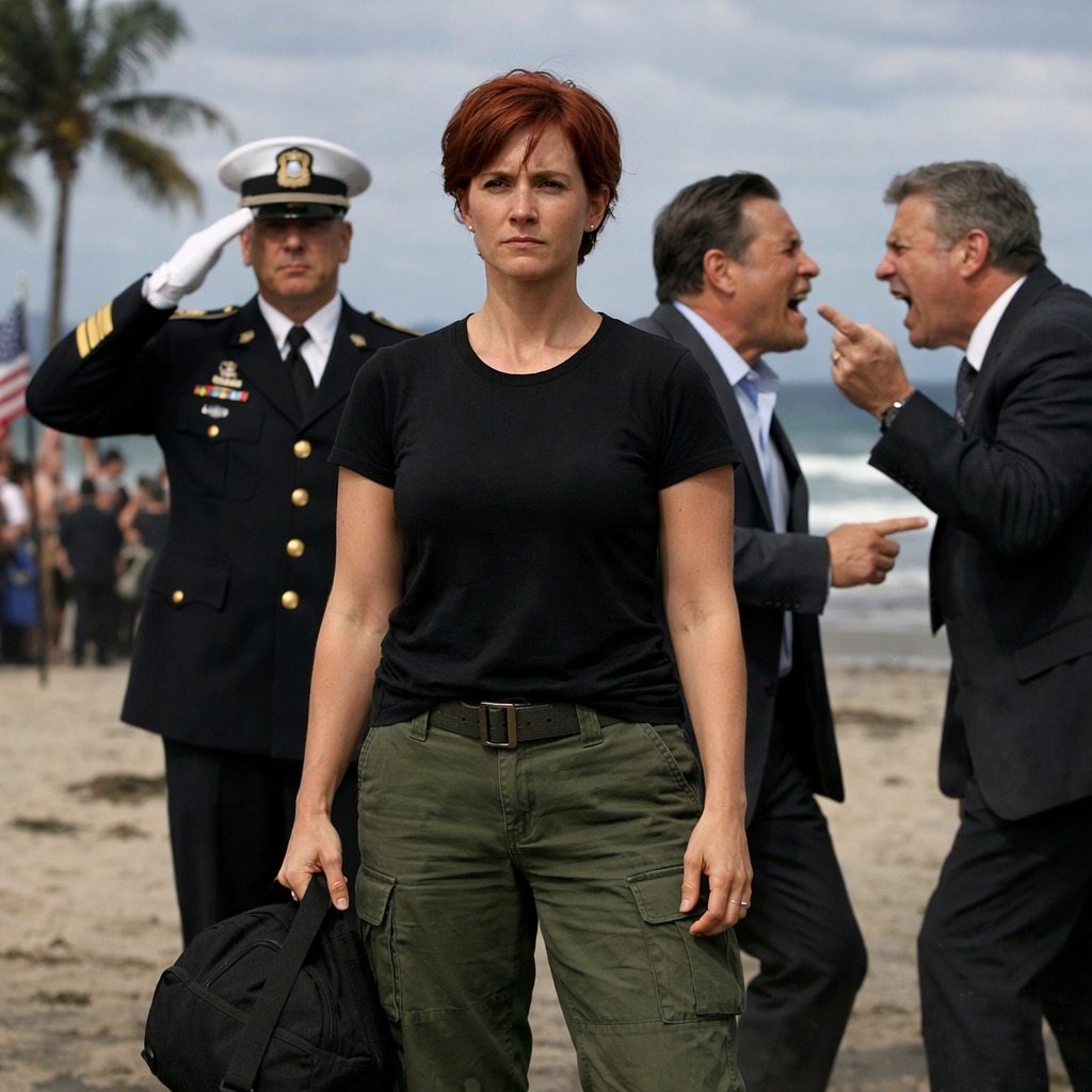 Mój ojciec się śmiał—głośno—dokładnie wtedy, gdy czterogwiazdkowy generał zszedł ze sceny i zaczął iść prosto w moją stronę. Richard Hart nadal miał wyciągniętą rękę, nadal korzystał z tłumu, mówiąc „Wypisała się z Marynarki… nie dała rady.” Potem generał zatrzymał się nagle przede mną, podniósł salut i powiedział: „Rear Admiral Hart.” Dwustu SEALsów stanęło na baczność. Uśmiech mojego ojca zgasł w połowie oddechu.