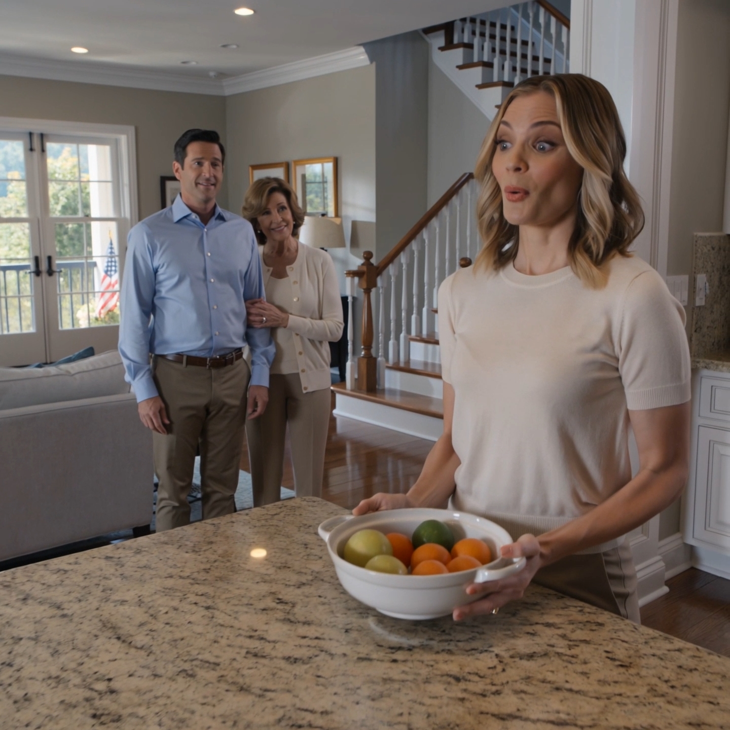 Mina svärföräldrar var på rundtur i radhuset som mina föräldrar köpt till mig när min man började tilldela sovrum till sin familj och sa att jag skulle göra extra nycklar till morgonen. Jag log, satte ner fruktfatet på köksön och insåg att efter tre månader av äktenskap hade Brian redan förväxlat mitt hem med en familjeasset som han kunde omfördela.