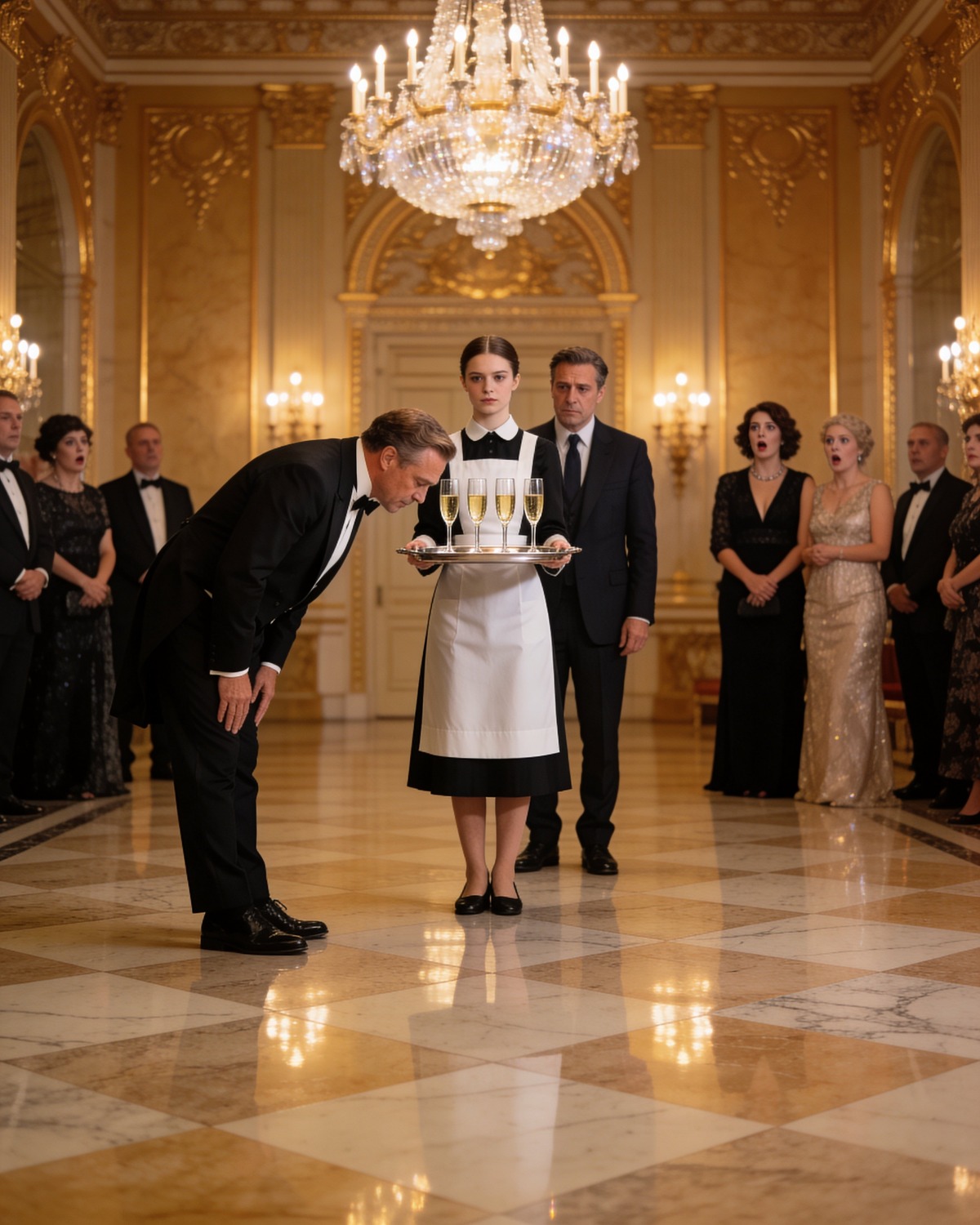 Min man tvingade mig att spela tjänsteflicka på hans examensfest, och han till och med visade upp sin älskarinna… men alla blev häpna när storchefen bugade sig för mig och kallade mig “Fru President”