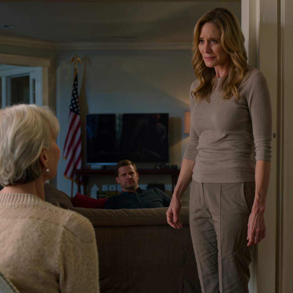 Moja synowa wyłączyła telewizor przede mną i powiedziała to tak, jakby odprowadzała kogoś, kto tam mieszka za darmo: „Idź oglądać na górze w swoim pokoju. Od teraz ta przestrzeń jest dla nas, i powinieneś zrozumieć swoje miejsce w tym domu.” Mój syn siedział tam w milczeniu, podczas gdy jego żona upokarzała własną matkę, a ja cicho wzięłam klucze i wyszłam na zimną noc — ale to mężczyzna w garniturze przy drzwiach następnego ranka sprawił, że ktoś zdał sobie sprawę, że właśnie popełniono bardzo poważny błąd.