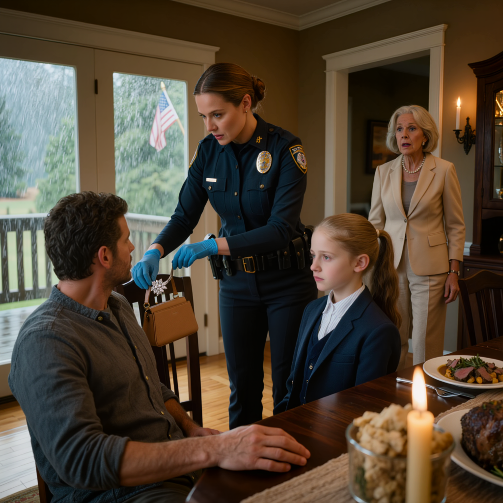 Min flickvän bjöd in min son och mig till en till synes varm familjemiddag, hela bordet trodde att ingen märkte att hennes dotter smög in något i min sons jackficka, jag kollade och blev iskall men avslöjade henne inte där och då… sedan, mindre än trettio minuter senare, innan kaffet ens hade hällts upp, stod polisen vid dörren