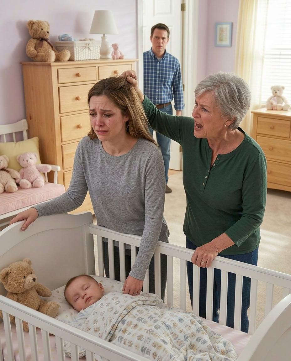 Configurei a câmera para verificar meu bebê durante a soneca, mas o que ouvi me quebrou primeiro: minha mãe rosnando, “Você vive às custas do meu filho e ainda ousa dizer que está cansada?” Então, bem ao lado do berço do meu filho, ela puxou minha esposa pelos cabelos.