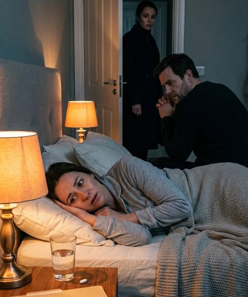 Jag lät pillret vila på min tunga, sedan gled jag det under min kind och tvingade fram ett sömnigt leende. ’Godnatt, älskling,’ viskade min man, kyssande min panna som alltid. Minuten senare hörde jag att sovrumsdörren öppnades igen. ’Hon sover,’ mumlade han. Men när jag knappt öppnade ögonen och såg vem som gick in i rummet bakom honom, blev jag iskall… och jag insåg att pillren var den minst skrämmande delen.
