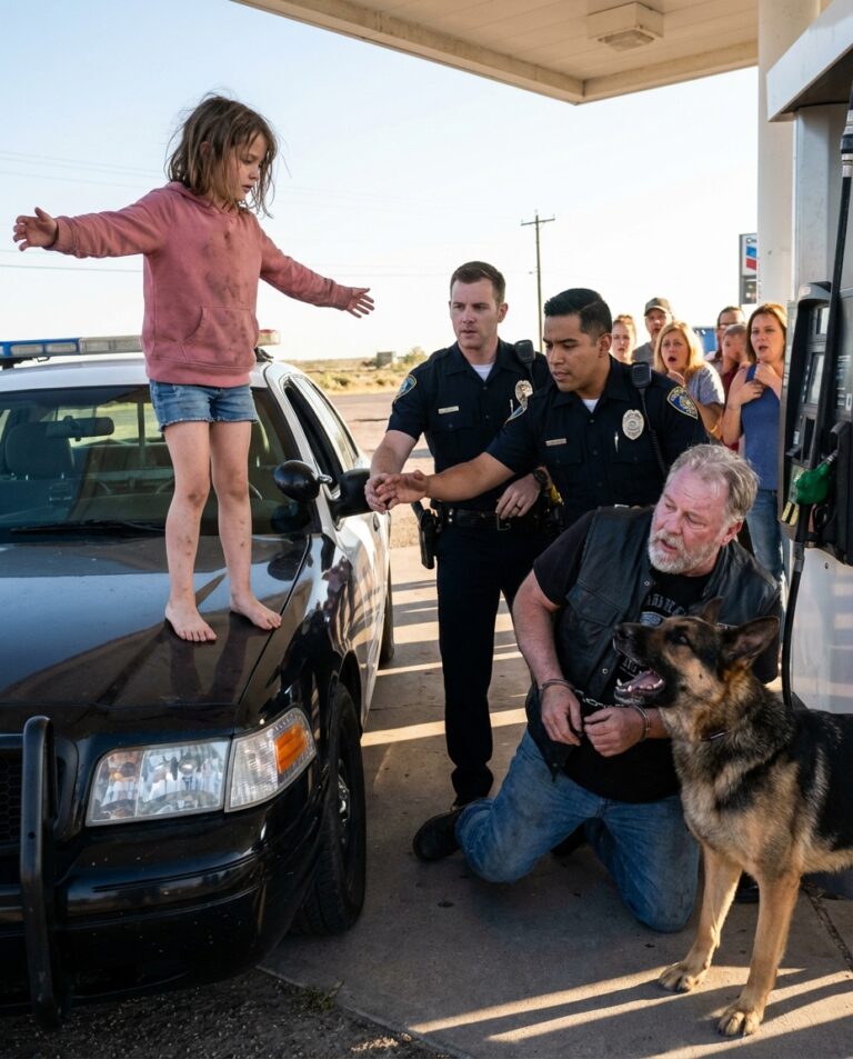 Hon klättrade upp på en polisbil för att stoppa dem — vad de upptäckte om den handfängslade cyklisten förändrade allt
