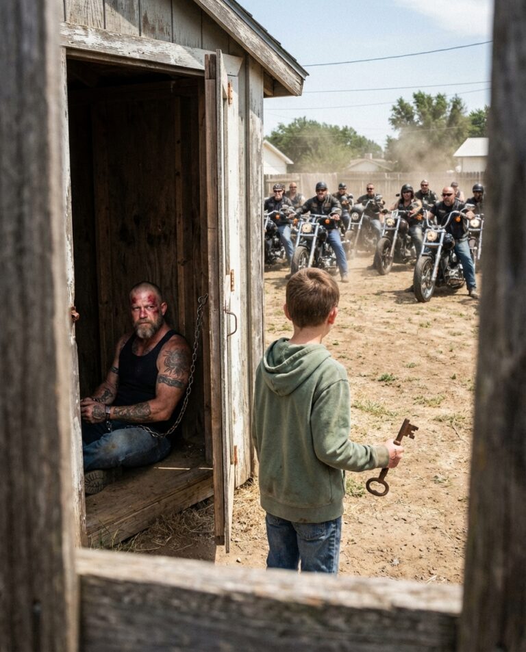 En pojke öppnade hemligt ett skjul för att befria en kedjad motorcyklist — Vad som hände sedan förändrade allt