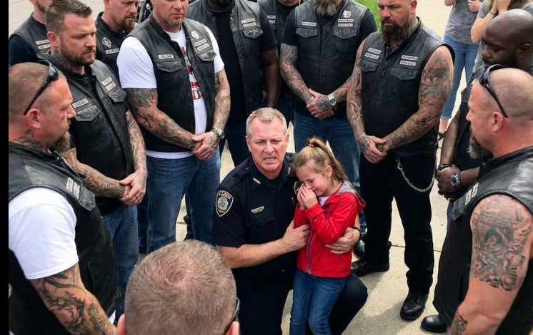 40 Motorcyklister stod i tystnad runt en polis som höll ett gråtande barn — Och alla trodde det värsta