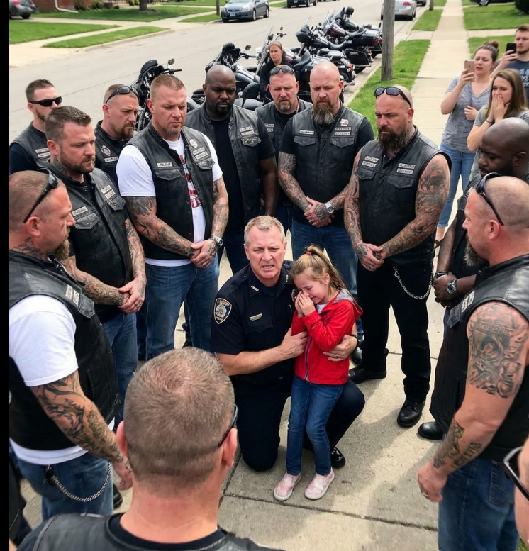 40 Motorcyklister stod i tystnad runt en polis som höll ett gråtande barn — Och alla trodde det värsta