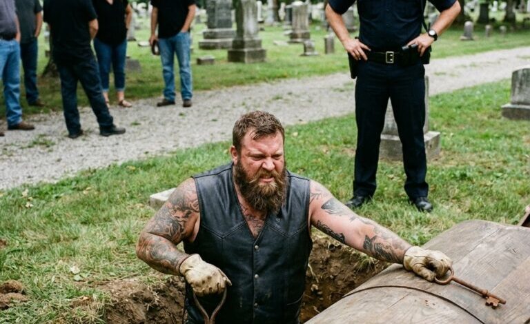 Tatuerad motorcyklist grävde upp ett gravfält mitt på dagen — vad de hittade inuti tystade hela kyrkogården