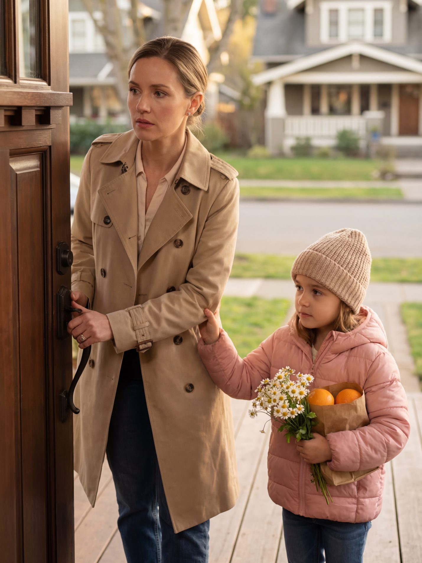 „Mamo… Dlaczego Tato Przytula Tę Kobietę?” Szepnęła Moja Siedmioletnia Córka, Gdy Staliśmy Na Zewnątrz Lekko Otwartego Drzwi Do Domu Jej Babci. Wewnątrz Był Śmiech, Dekoracje Na Uroczystość I Scena, O Której Nikt Mi Nigdy Nie Opowiadał. W Tym Momencie W Końcu Zdałam Sobie Sprawę, Co Ukrywały Ostatnie Trzy Tygodnie.