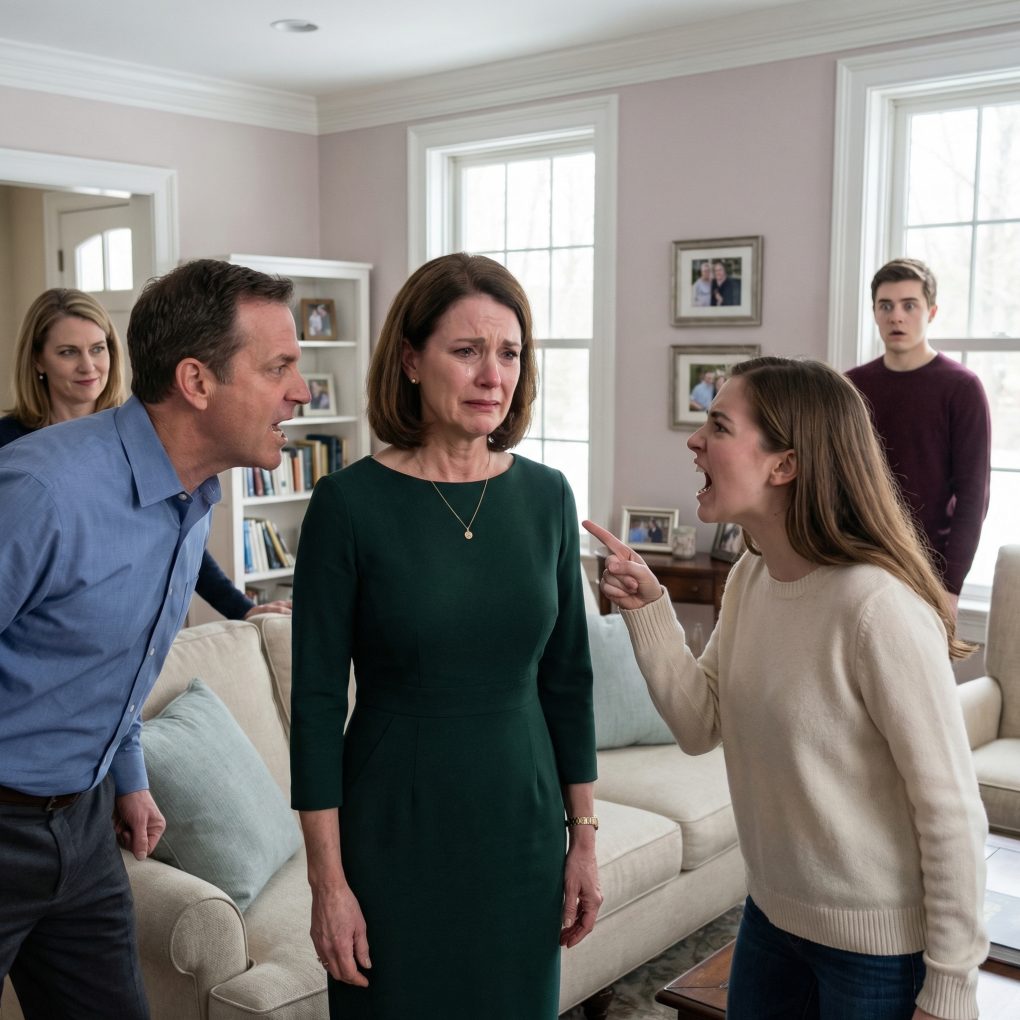 Min styvdotter tog min man och hennes mamma med för att möta hennes fästmöfamilj – utan mig. “Du var aldrig min mamma,” sa hon. Jag viskade, “Okej. Jag förstår.” Nästa morgon dök de upp rasande – tills hennes fästman såg mig och sa en mening… Det fick alla att frysa till is…