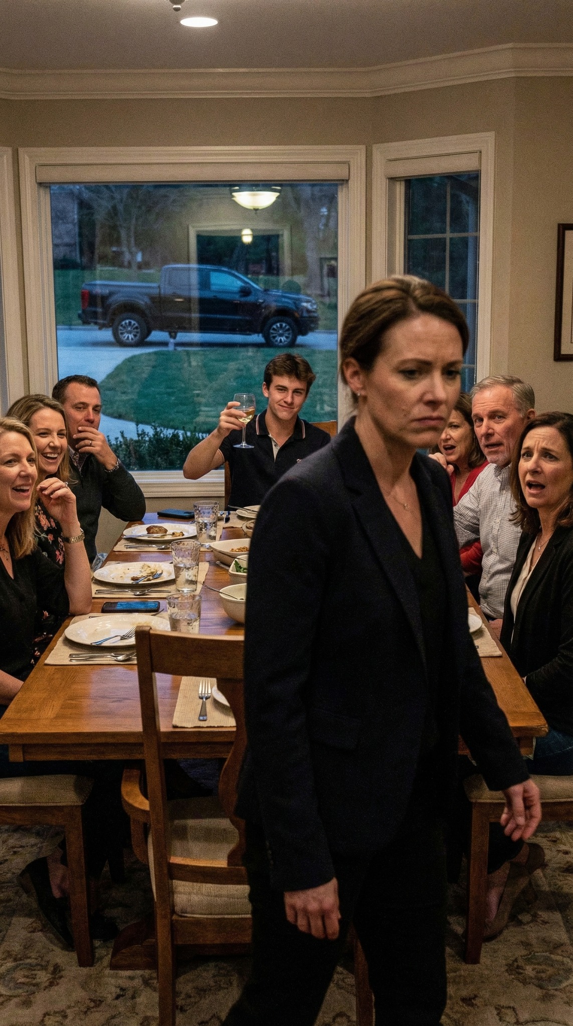 Jag köpte en helt ny lastbil till min systerson till hans 20-årsdag. Vid middagen höjde han sitt glas och sa, “Till min idiotmoster, som försöker köpa respekt med pengar.” Hela familjen skrattade. Jag gick bara därifrån utan ett ord. Nästa morgon var hans uppfart tom och min telefon……