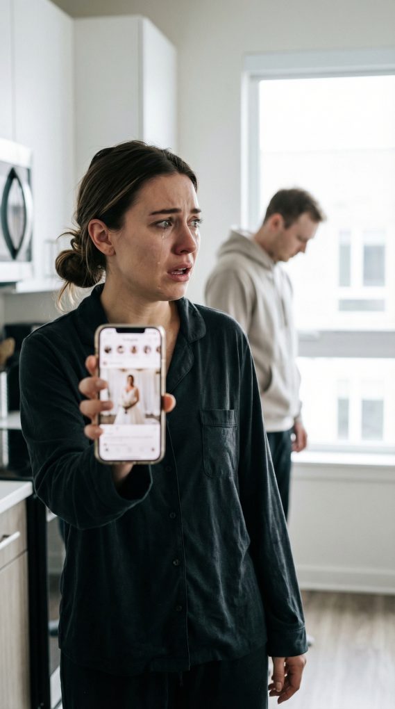 Min syster bad att få låna min brudklänning för en fotosession. Min fästman såg hennes meddelande och blev stel. “Kolla hennes Instagram. Nu.” Jag skrattade – tills jag insåg vad han menade. Hon hade lagt upp något för tre timmar sedan som förändrade allt. Vid midnatt hade jag avbokat mitt bröllop och anmält det till polisen…