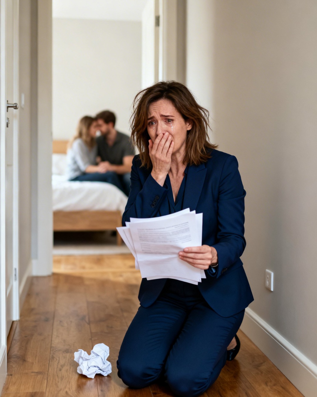 Efter 32 år av utmattande uppoffringar sålde jag precis mitt företag för 18 miljoner dollar och rusade hem tidigt för att överraska min man på 38 år med nyheten som skulle förändra våra liv. Jag höll i försäljningsdokumenten i mina skakande händer och drömde om vår tidiga pensionering medan jag tyst öppnade ytterdörren. Han brukade alltid arbeta hemifrån på torsdagar, så jag förväntade mig att hitta honom på sitt kontor. Istället var huset i fullständig tystnad, tills jag hörde det. Det kom från vårt sovrum på övervåningen. Ett ljust, musikaliskt, otvetydigt ungt skratt, följt av min makes låga, intima röst. Jag kände en knut i magen när den okända silverfärgade Honda som parkerade utanför plötsligt gav sickening mening. Jag smög upp för trappan, varje steg kändes som en evighet, och kikade genom sprickan i vårt sovrumsdörr. Och det jag såg i den sängen vi köpt tillsammans fick mig att inse att mitt 38-åriga äktenskap hade varit en fullständig lögn… Men istället för att gråta eller konfrontera honom, spände jag fast mitt grepp om min hemlighet på 18 miljoner dollar och bestämde mig för att göra något mycket mer hänsynslöst…