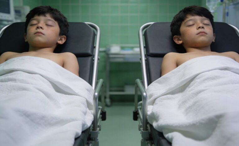 Under en tvillingautopsi hör läkaren barns skratt och lägger märke till en chockerande detalj på kropparnaa0…