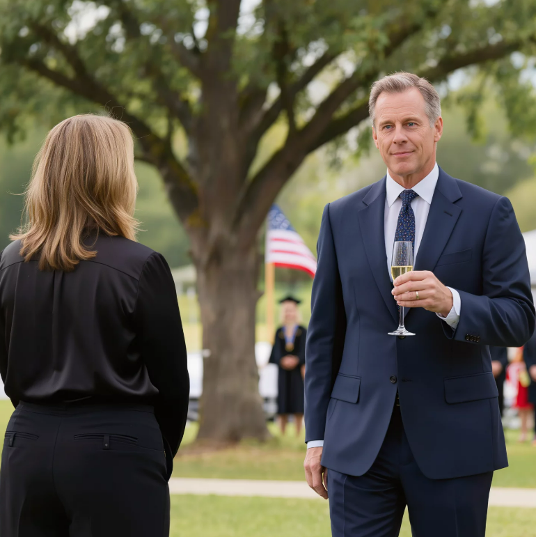 Pappa förbise mina år i uniformen och berömde min syster istället. Sedan kom en flotta från Marinen, och en kapten gick mot mig med viktiga nyheter. I det ögonblicket, ÄNDRADES ALLTID HUMÖRET.