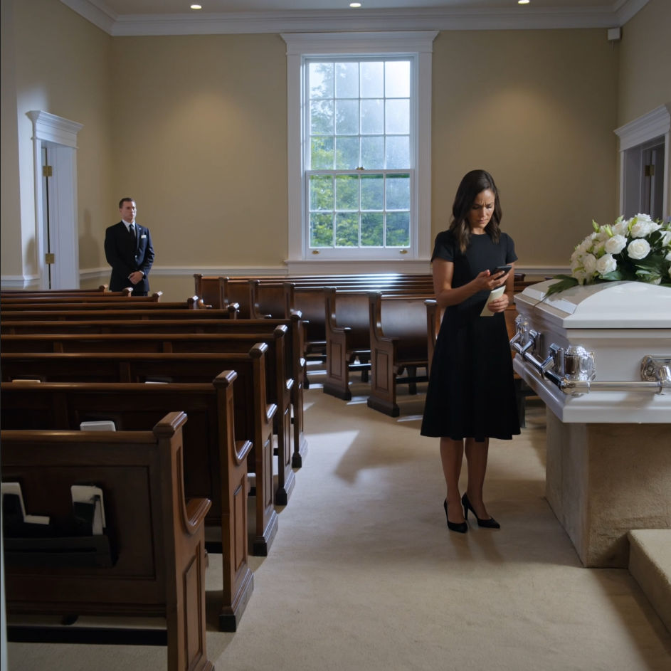 7 Månader Efter att Min Man Gick bort, Anställde Jag En Entreprenör För Att Kontrollera En Vattenläcka I Hans Studie. Jag Var På Väg Att Gå In I Kyrkan När Han Ringde Och Sa, “Du MÅSTE Komma Tillbaka Omedelbart. Jag Hittade Något Han Höll Döljat — Men Snälla, Ta Inte Med Dig Någon. Kom Ensam.” När Jag Öppnade Dörren… Blev Jag Helt Still.