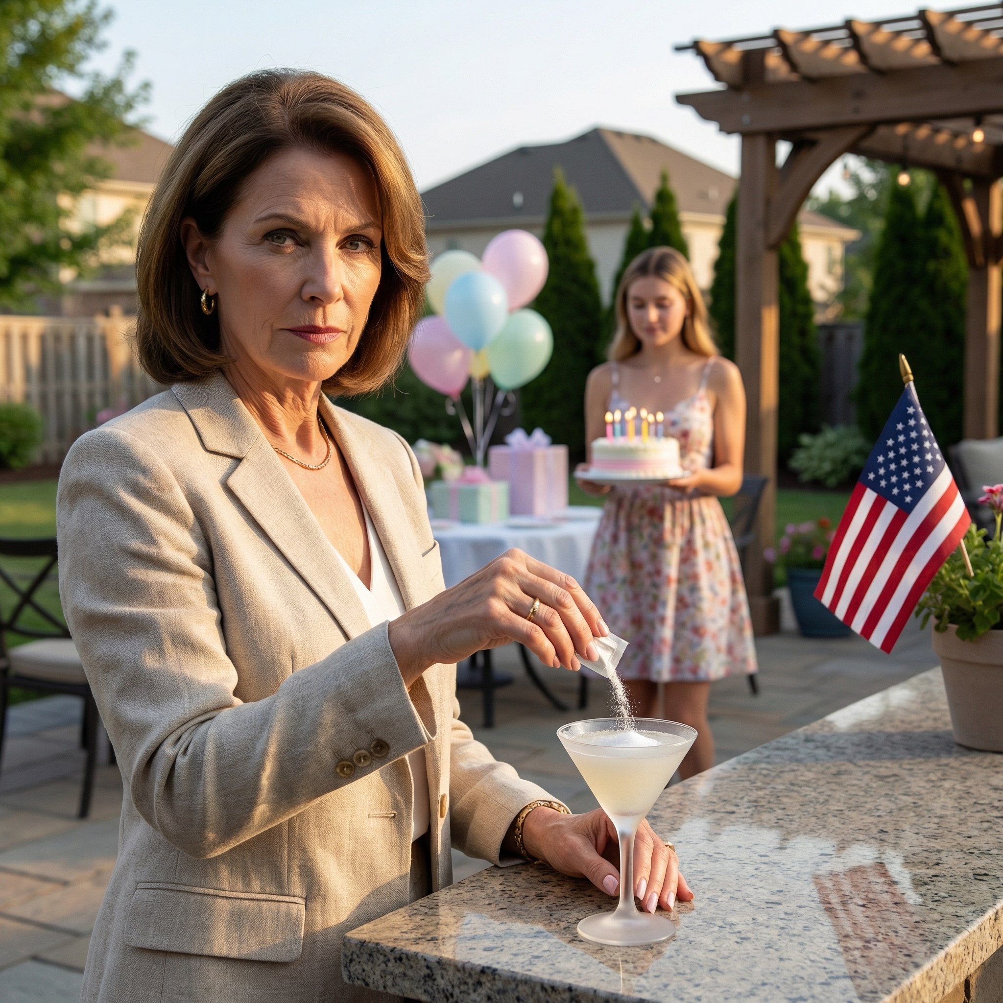 Jesteś niczym tylko pasożytem w taniej sukience, Natalie, a dziś wieczorem wyjdziesz z tego domu, z tego kodu pocztowego i z życia mojego syna,” szepnęła moja teściowa podczas siódmych urodzin mojej córki, podczas gdy pięćdziesięciu eleganckich krewnych Ryana śmiało się pod światłami patio, ale tego, czego nie wiedziała, było to, że właśnie widziałam, jak mój mąż pomaga jej zamienić mojego margaritę w pułapkę.