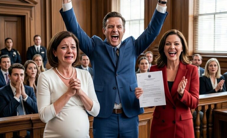 Byłam w ósmym miesiącu ciąży, gdy mój miliarder mąż odsunął się na fotelu sądowym, uśmiechnął się i powiedział: „Wyjdziesz z niczym, Allison.” Uważał moją ciążę za słabość. Wierzył, że umowa przedślubna już przesądziła o mojej przyszłości. Ale wtedy mój prawnik wstał i ujawnił klauzulę, na którą cała jego rodzina miała nadzieję, że nigdy nie znajdę. To był moment, w którym jego pewność siebie się załamała… i wszystko się zmieniło. – News