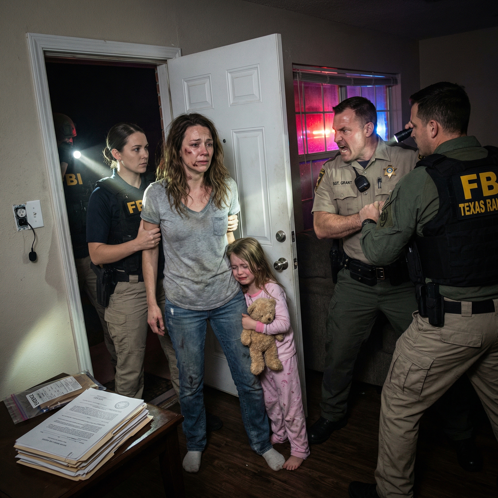 Moja żona płakała, błagała o litość, gdy sierżant Grant zmiażdżył jej szczękę swoim butem. „Twój mąż cię nie uratuje,” splunął, podczas gdy jego ludzie terroryzowali moją małą dziewczynkę. Byłem tysiące mil stąd, słuchając ich krzyków przez ukryty mikrofon. Nie zadzwoniłem pod 911. Zadzwoniłem do mojej grupy. Grant myślał, że jest prawem. Nie miał pojęcia, że właśnie wypowiedział wojnę duchowemu operatowi, który zrzucił bomby na obozy za mniej, niż zrobił to dla mojej rodziny. „Teraz… Obudzili diabła.”