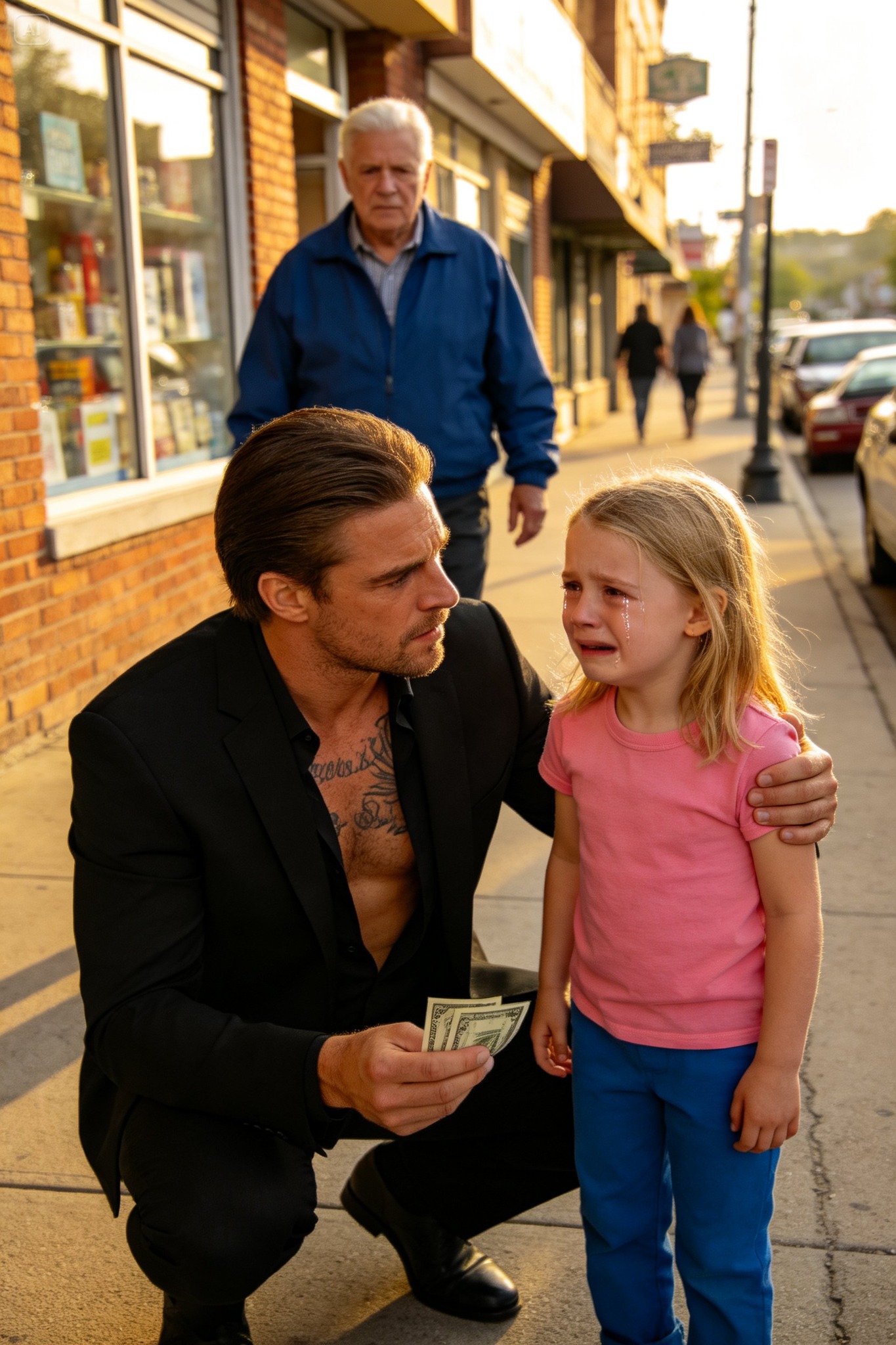 Przestraszona mała dziewczynka podeszła do bezwzględnego szefa mafii i wcisnęła zmiętą banknot $5 w jego dłoń, błagając go o pomoc w uratowaniu matki—to, co wyszeptała potem, sprawiło, że najniebezpieczniejszy człowiek w mieście zamarł w miejscu i wszystko się zmieniło…