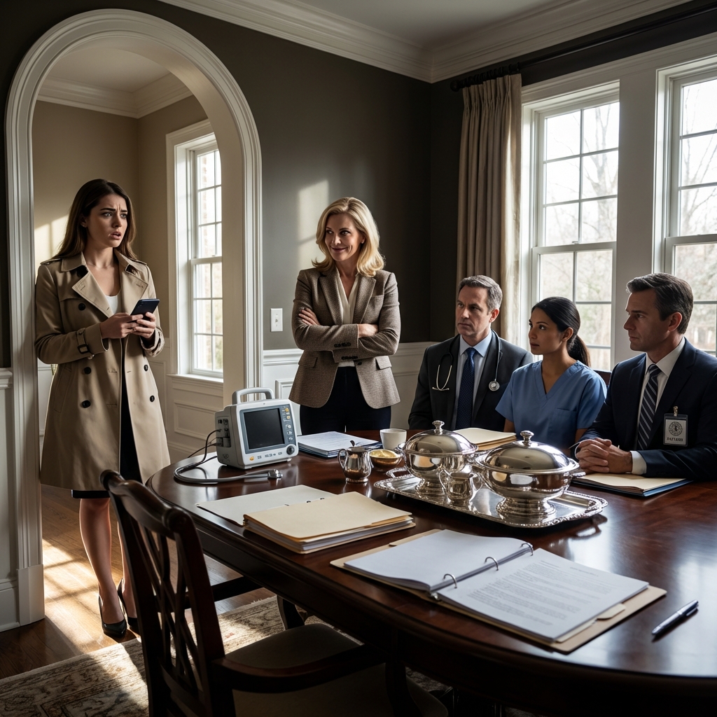 Uśmiechnęła się, gdy mnie zaprosiła. „Tylko my, jak za dawnych czasów,” powiedziała. Ale na kilka minut przed moim wyjściem, mój prawnik napisał SMS-a: „Przygotowują dokumenty, aby odebrać ci wszystko.” Moja klatka piersiowa się zacisnęła. Zespół medyczny. Notariusz. Wszyscy czekali, aż wejdę. I wtedy zrozumiałem— ona nie chciała mnie widzieć… chciała mnie zniszczyć.