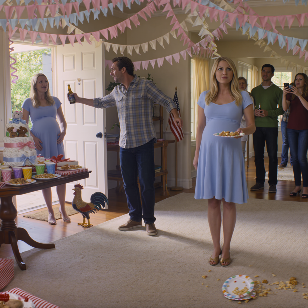 Isäni-aviomies löi minua vauvakutsuilla ja kutsui minua “Vikaiseksi”. Hän ei tiennyt, että olin raskaana 11 viikkoa. Huone hiljeni täysin, puhelimet alkoivat nauhoittaa. Tunnit myöhemmin olin päivystyksessä. Aamulla mieheni joutui tekemään valinnan… ja se muutti kaiken.