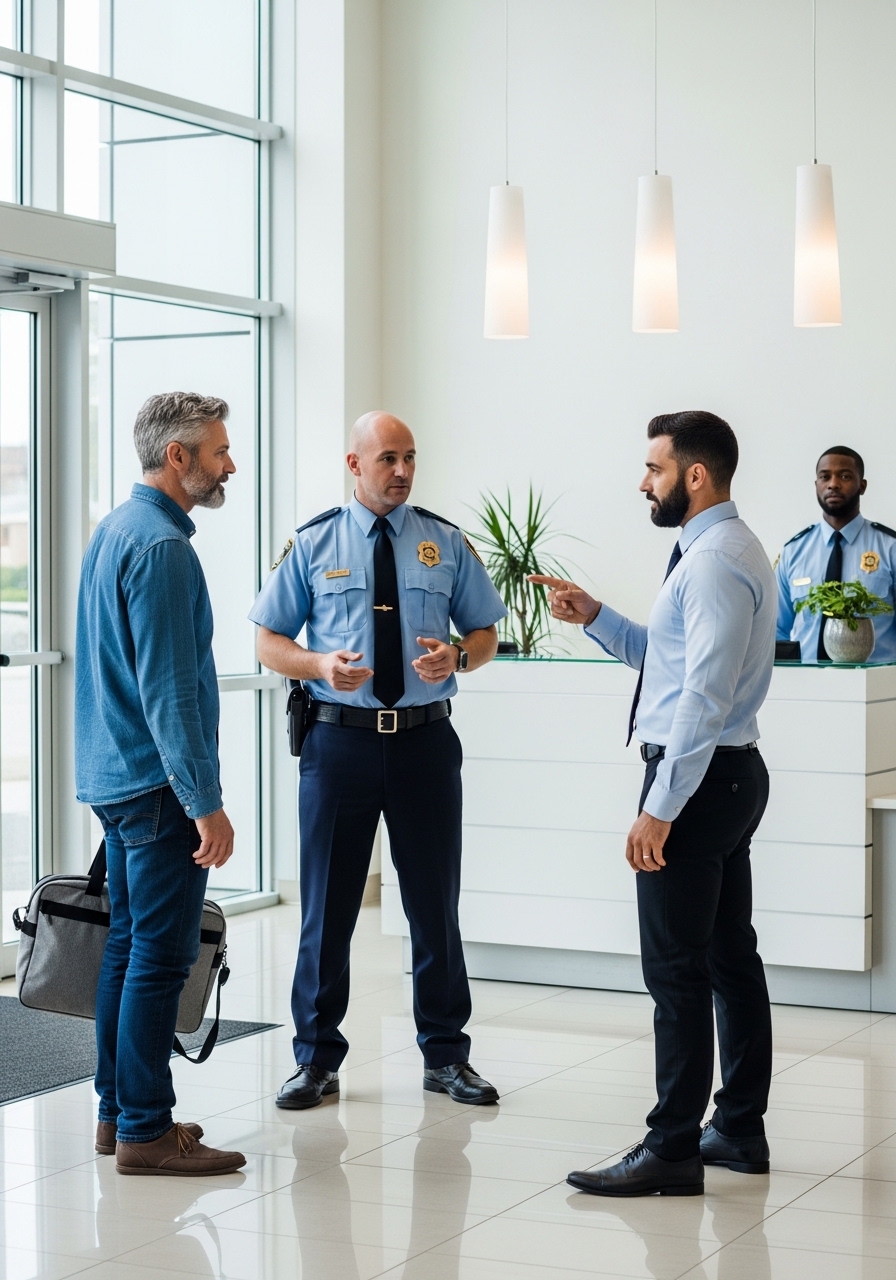 Fui visitar minha esposa no trabalho. O guarda riu. Segundos depois, entendi por quê