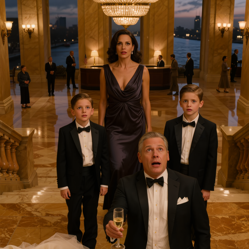 Dziesięć lat po tym, jak mój były mąż wyrzucił mnie na śnieżycę, gdy byłam w ciąży, otrzymałam złocony zaproszenie na ślub z okrutną notatką pytającą, czy kiedykolwiek widziałam homara i czy stać mnie na bilet autobusowy, aby tam dotrzeć, ale kiedy pojawiłam się w Grand Belmont z moimi bliźniaczymi synami, mającymi jego dokładną twarz, cała sala zamilkła, a kieliszek szampana wyślizgnął się z jego ręki, zanim zdążyłam powiedzieć słowo