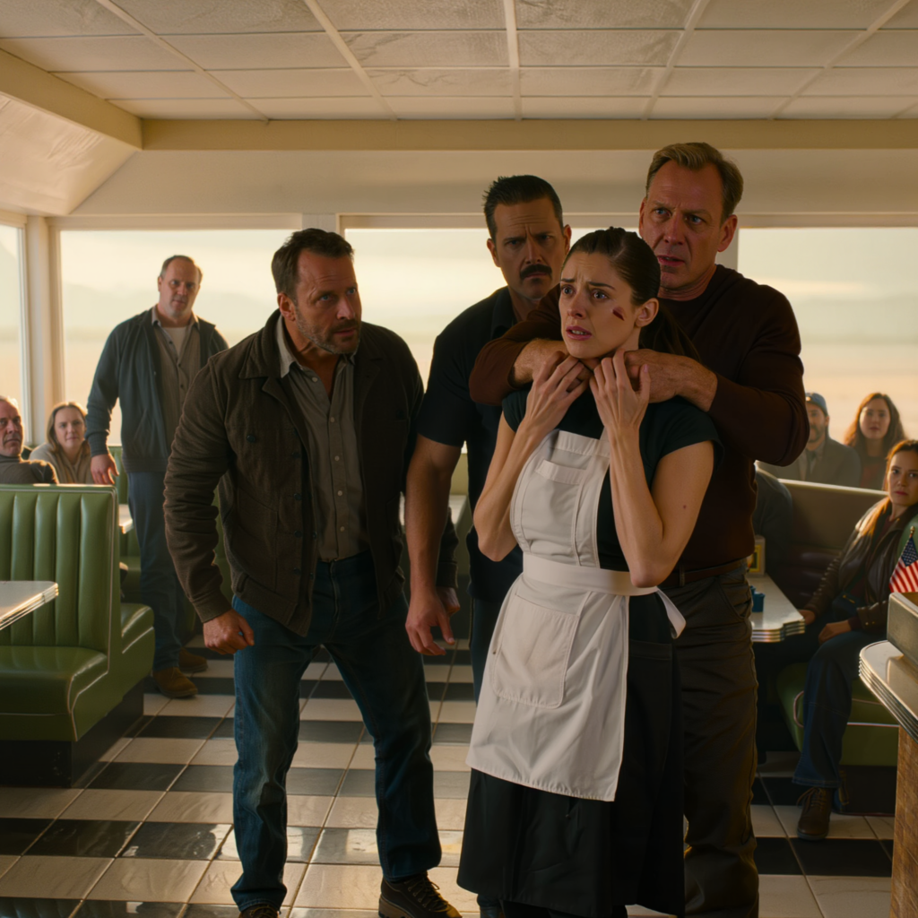 Ingen i restaurangen vågade titta upp när han sa till hennes far att betala 30 % mer från och med den här månaden, och ännu färre vågade röra sig när hans hand lyfte ägarens dotter lätt från golvet, som en påminnelse om vem som satte reglerna på den där blocket — förutom den ensamstående fadern i hörnet, som vände blad i sin tidning, satte ner sitt kaffe, sade två lugna ord och gick därifrån med några män som gick ut ur stället utan att inse att de just hade satt sina händer på fel man.