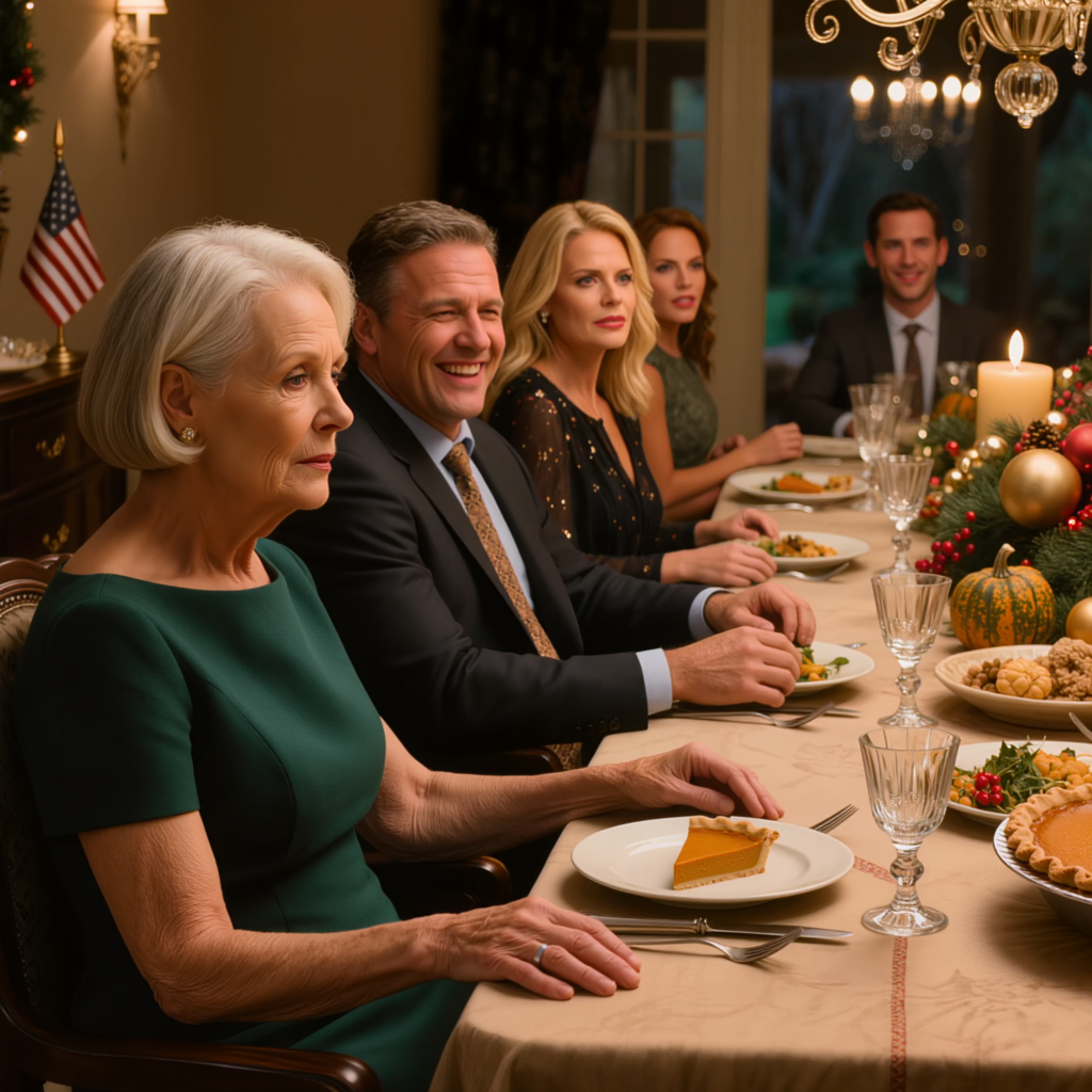 På Tacksägelsedagen drog min son inte ut min stol, mitt vattenglas blev utelämnat, och den sista skivan av pumpapajen blev skuvad mot mig som rester medan hela bordet fortsatte prata om ett sjöhus, en skidresa och deras vårrenovering — nästa morgon blev alla konton de hade levt på plötsligt tysta, och den här gången skrattade ingen så lätt