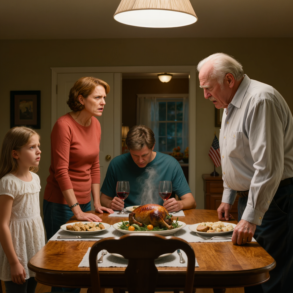 Min dotter tittade på mig som om jag var en börda och skrek sedan, “Tyst, änkling,” mitt framför middagsbordet i det hus jag byggt med mina egna händer för min fru och barn. Nästa morgon packade jag tyst min väska, lämnade ett brev på köksbordet, och när hon läste det, blev hennes ansikte blekt och stilla, som om hon visste att något hemskt var på väg som inte kunde göras ogjort.