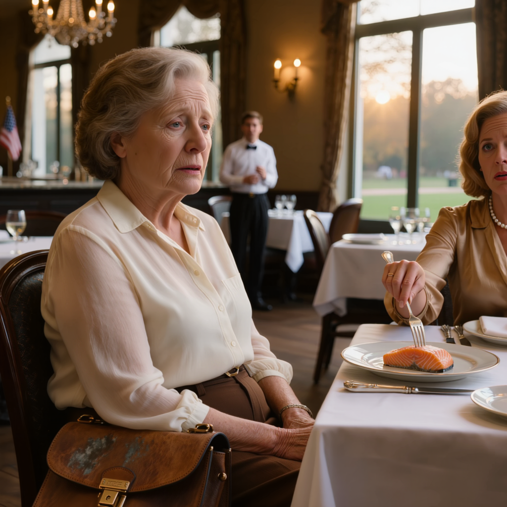 Fattiga människor sitter inte här,” skrek min sons svärmor rakt i ansiktet efter att ha skjutit bort min tallrik; jag log bara, hämtade min väska, gick ut och 10 minuter senare, när chefen stannade vid deras bord, insåg någon äntligen att de hade förolämpat fel kvinna