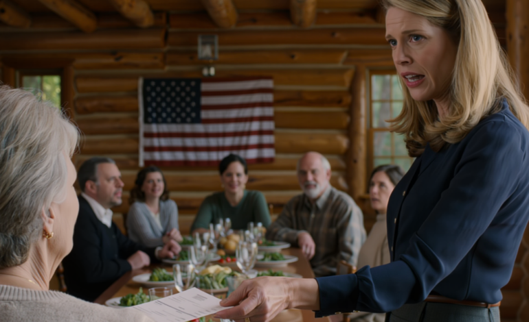 På Mors dag förvandlade min dotter vårt stugmöte till en offentlig rättegång: hon läste ett räkneexempel på 500 000 dollar högt inför 40 släktingar, kallade det “kostnaden för att ta hand om någon värdelös” — jag lät henne avsluta framträdandet, lade ett gammalt kuvert på bordet, och det var då några ansikten i rummet ändrade färg för att de visste att det fanns något där som ingen skulle förklara bort.