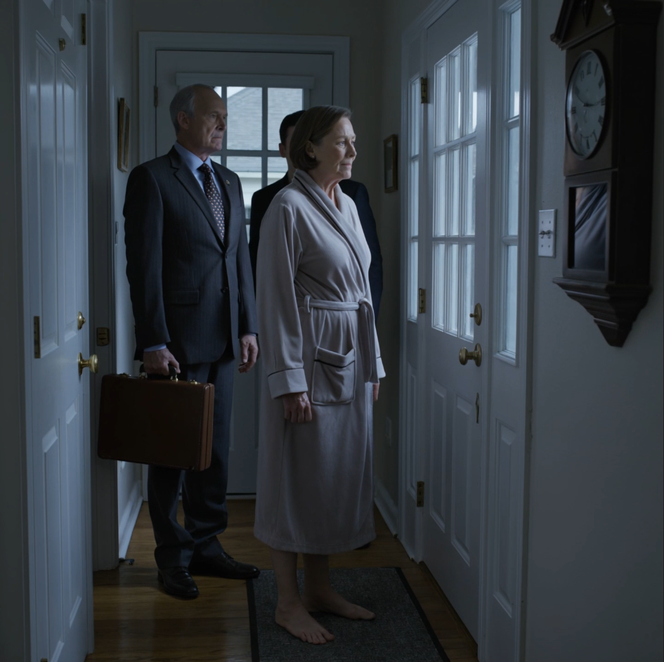 Klockan sex på morgonen stod min svärdotter utanför min ytterdörr och skrek mitt namn som om hon redan ägde mitt hus, min son dök upp med en slägga och svor att han skulle ta sig in oavsett om jag lät honom eller inte, och jag stod barfota i min hall med handen på det nya låset, räknande minuterna tills den man de aldrig förväntade sig att se klev in genom min bakdörr