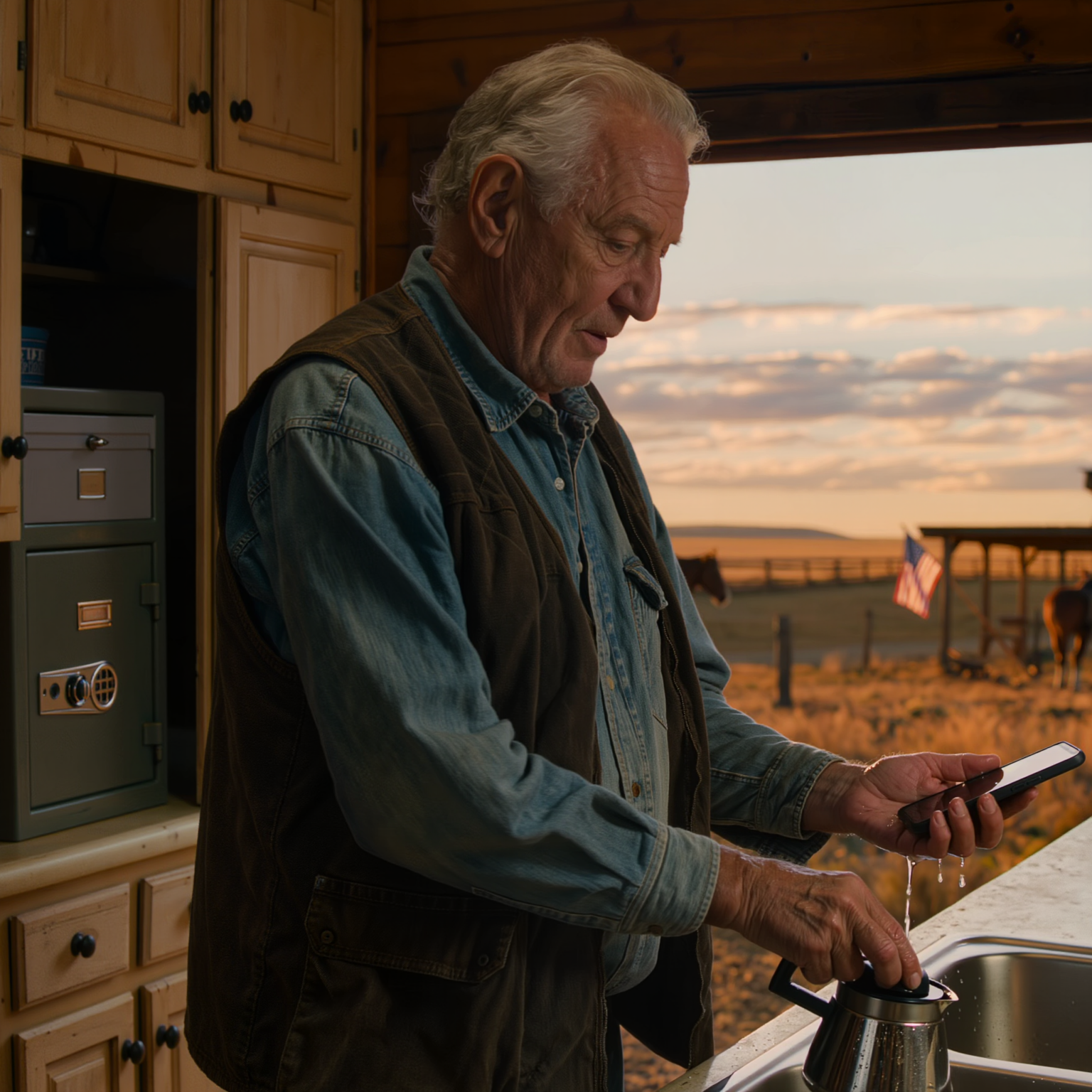 Tyttäreni nauroi kaiuttimesta: “Isä, Montana-lähde sulkeutuu perjantaina, sinun tarvitsee vain allekirjoittaa.” Poikani oli jo painamassa minua eläkeläisyhteisöön, mutta kun seisoin keittiön ikkunassa katsomassa pohjoista laidunta ja sanoin, “Unohdit yhden asian,” linja hiljeni täysin, koska sinä yönä oli yksi yksityiskohta, jonka molemmat luulivat haudanneensa kauan sitten.