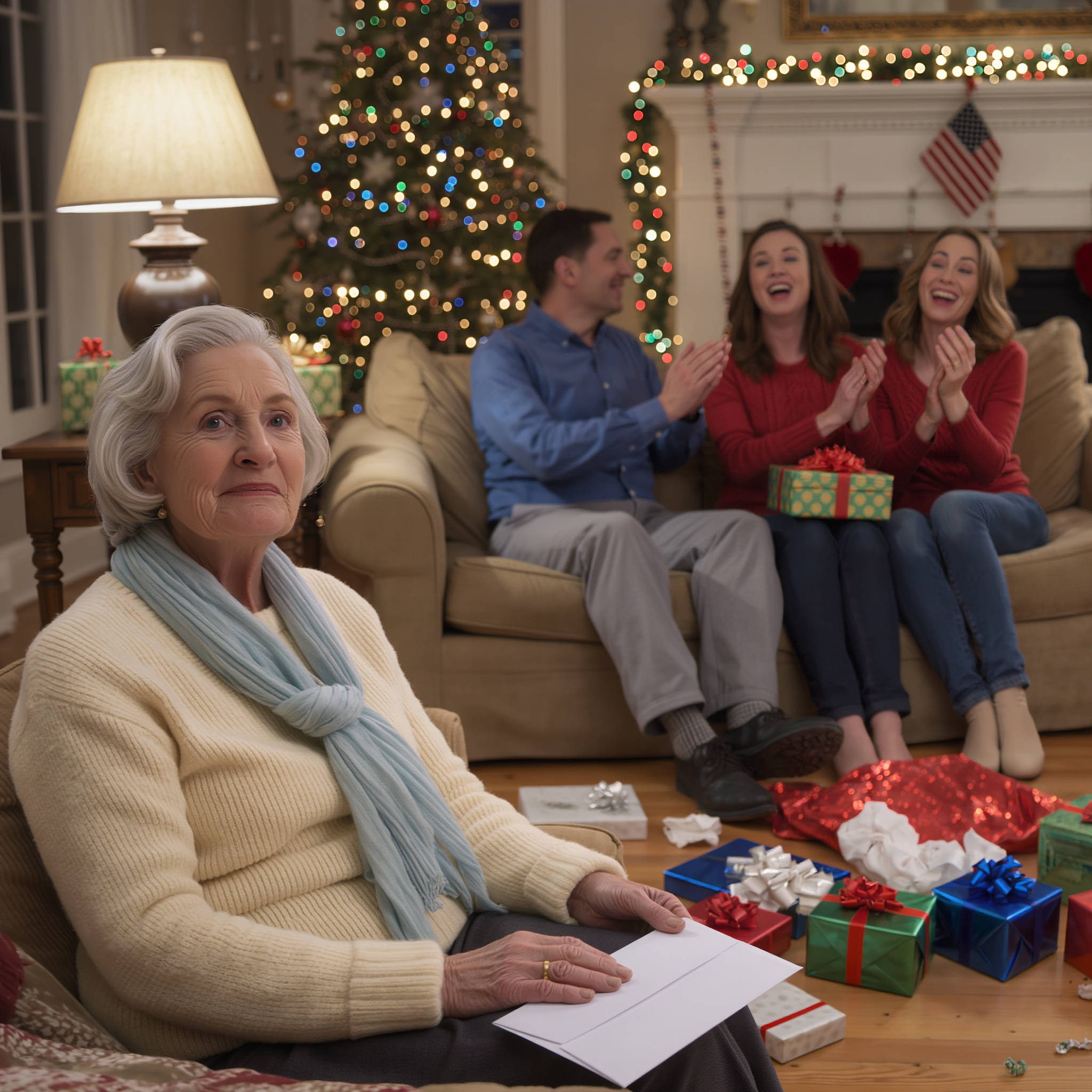 Meu filho me convidou para o Natal, mas eu era como uma sombra à mesa de jantar. A família do meu filho ria e brincava, trocando presentes. Minha nora disse: ‘Exceto por você!’ Olhei para cima, sorri e disse: ‘Não necessariamente,’ porque o verdadeiro presente estava na minha bolsa.