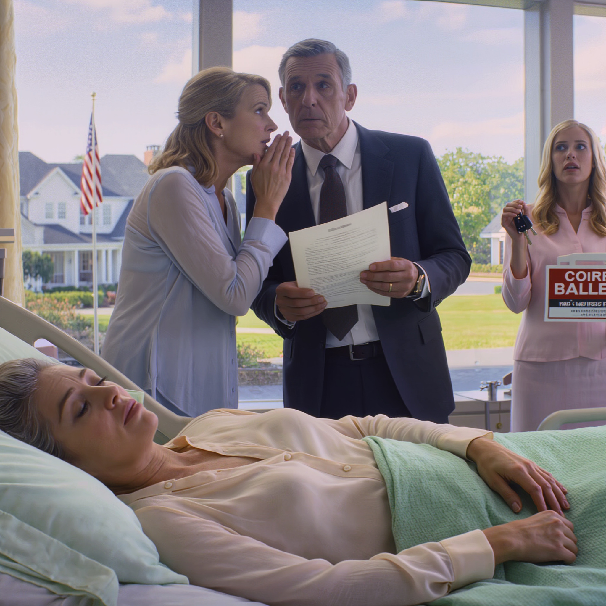 “Sälj hennes hus,” viskade mamma till pappa. “Köp en ny bil till hennes syster. Hon är fortfarande bedövad—hon hör ingenting.” Jag hörde varje ord. Jag höll ögonen stängda. Åtta månader tidigare hade jag låst det där dokumentet. De visste bara inte det än.