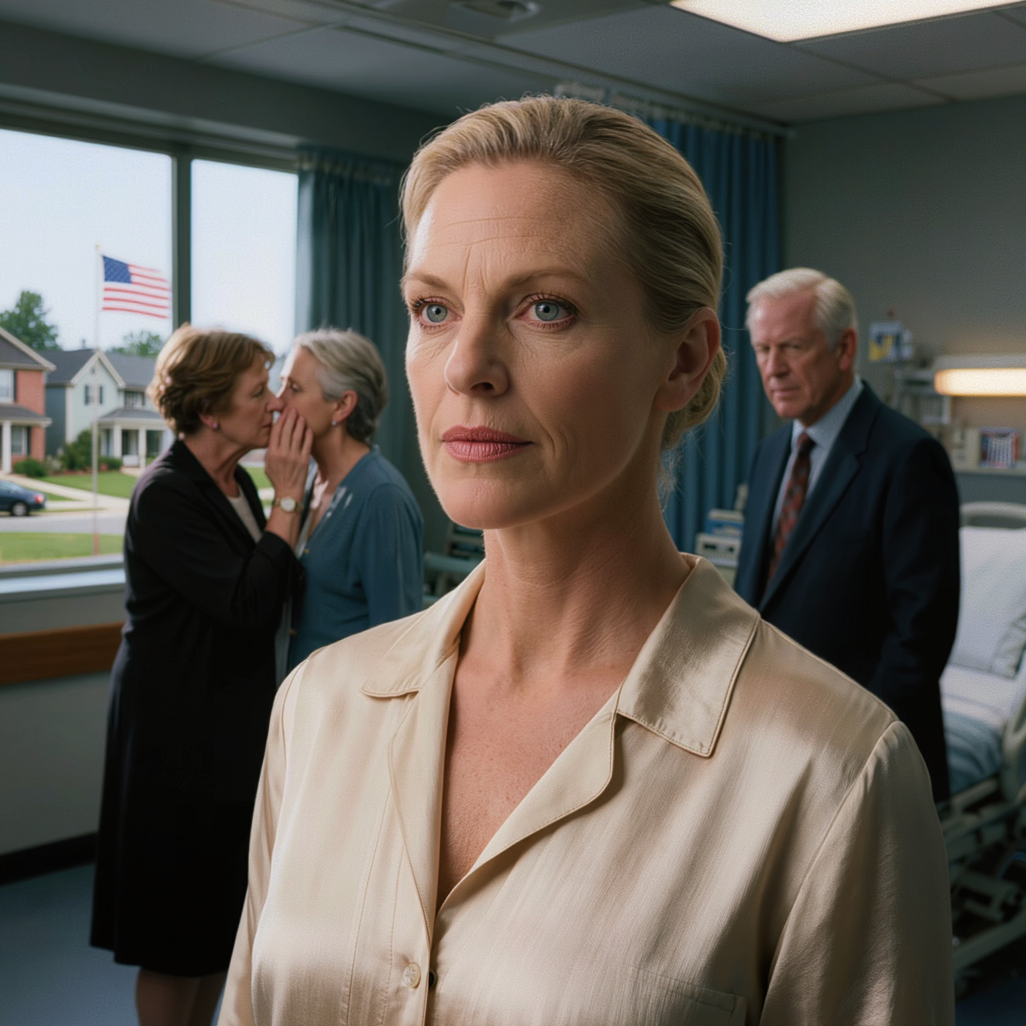 Sälj hennes hus,” viskade mamma till pappa. “Köp en ny bil till hennes syster. Hon är fortfarande bedövad — hon hör ingenting.” Jag hörde varje ord. Jag höll ögonen stängda. 8 månader tidigare hade jag låst det där dokumentet. De visste inte det än.