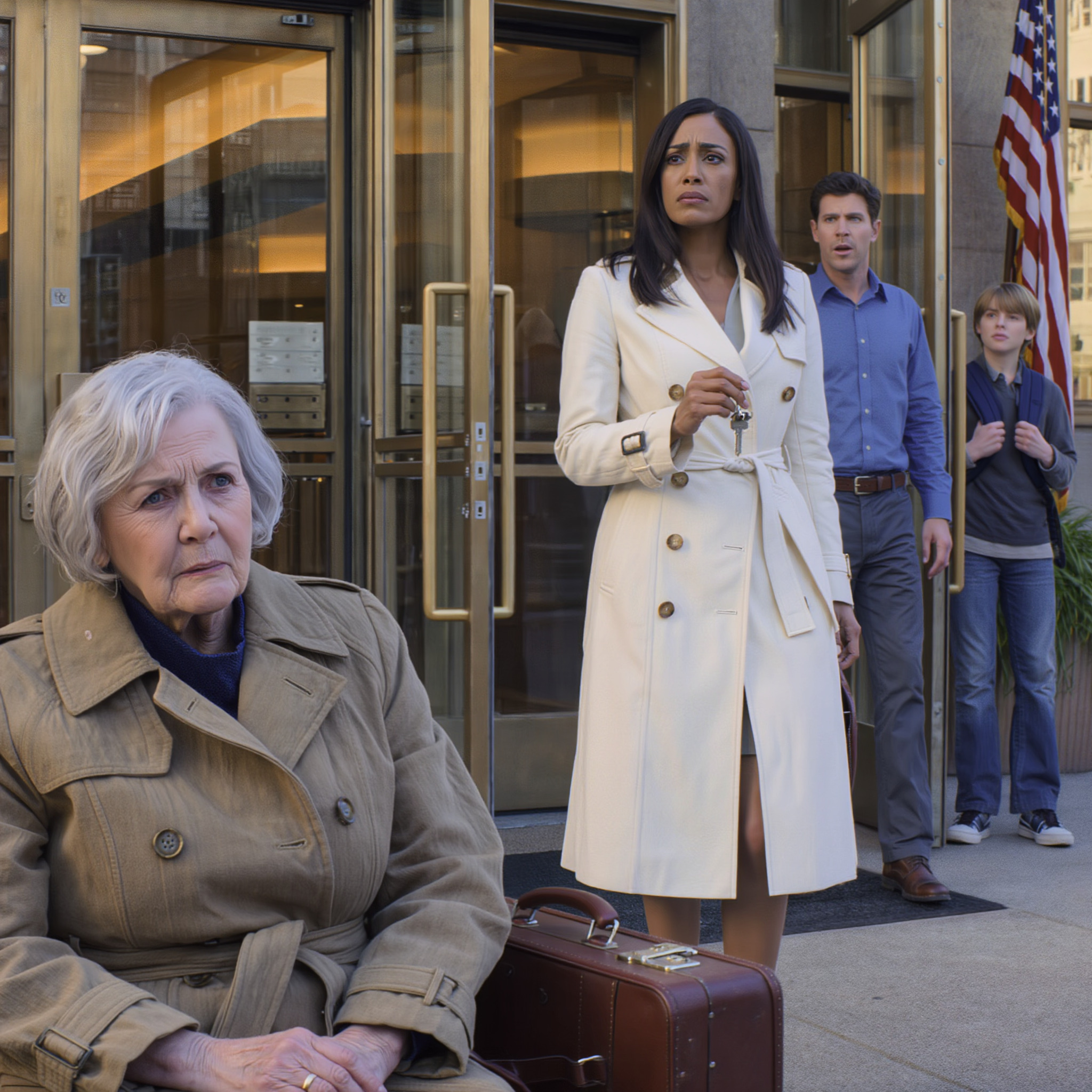 Minha nora trocou as fechaduras sem me avisar; fiquei trancada do lado de fora no inverno congelante por 2 horas, quando ela voltou, olhou para mim com nojo: “Você é apenas uma outsider — você merece mesmo morar aqui?” Sorri, arrumei minhas malas, e 7 dias depois, o tribunal confiscou a casa; eles ficaram lá chocados — sem-teto e sem palavras.